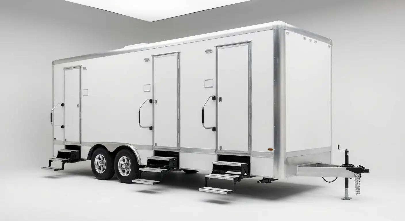 Climate controlled restroom trailer interior features in Staten Island, NY